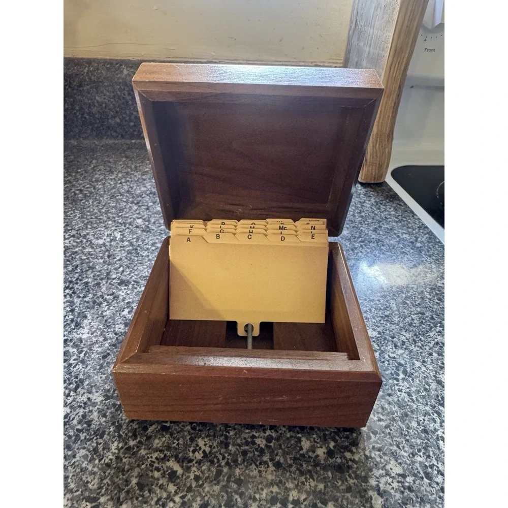 Vintage Wood Recipe Box File Box With Dividers